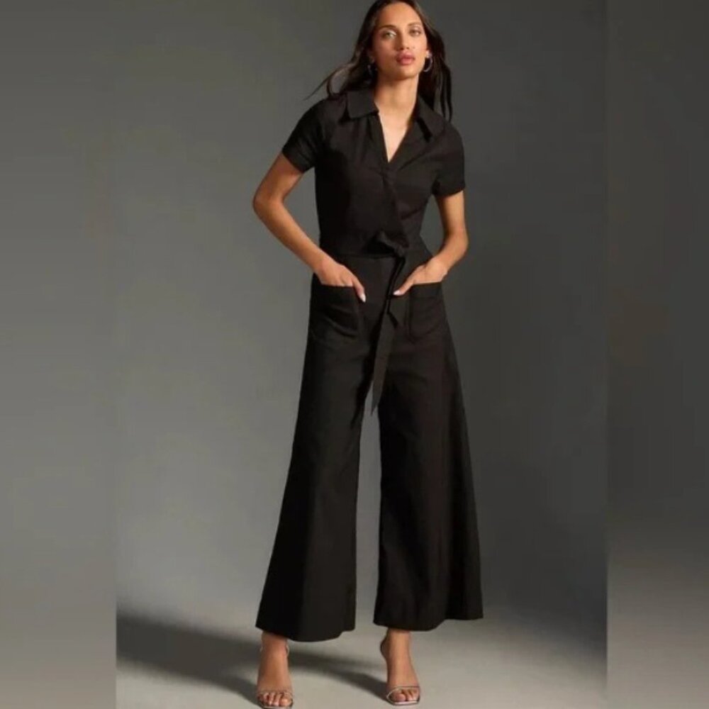 NWT Anthropologie “Colette Wrap Jumpsuit” by Maeve (Linen Edition)